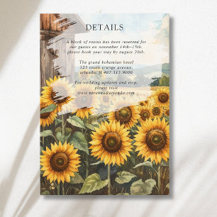 Sunflower Field Wooden House Fall Wedding Details Enclosure Card
