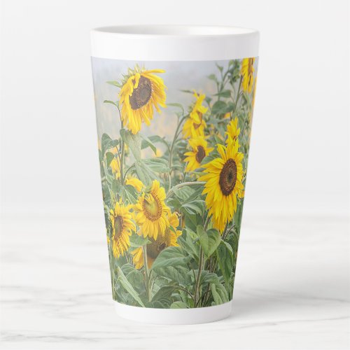 Sunflower Field Yellow Green Beautiful Floral Latte Mug