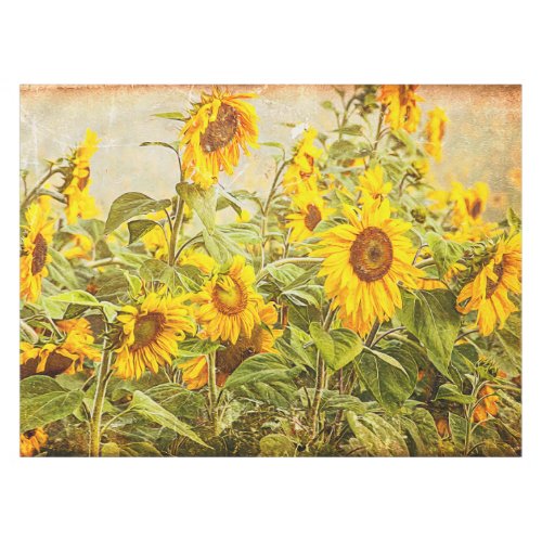 Sunflower Field Yellow Green Rustic Vintage Tablecloth