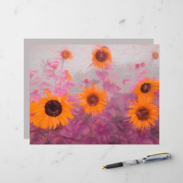 Sunflower Field Yellow Orange Purple Autumn (Front/Back In Situ)