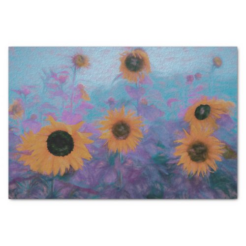 Sunflower Field Yellow Purple Blue Watercolor Tissue Paper