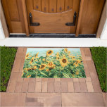 Sunflower Field Yellow Teal Floral Art Design Doormat at Zazzle