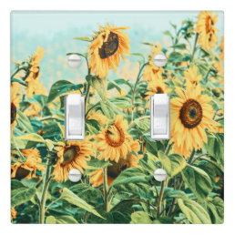 Sunflower Field Yellow Teal Floral Art Design Light Switch Cover