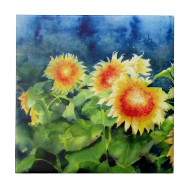 Sunflower Fields 1 Ceramic Tile (Front)