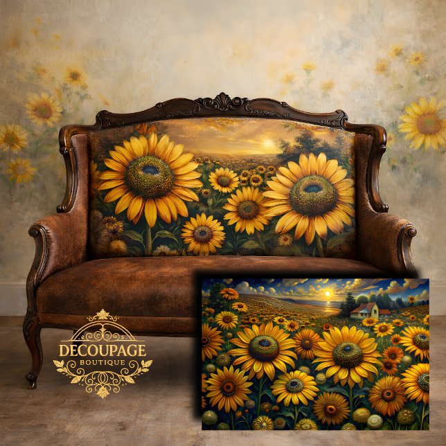Sunflower Fields Decoupage Tissue Paper (Sunflower Fields Decoupage Tissue Paper Mockup)