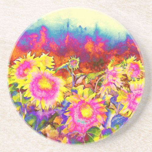 Sunflower Fields Drink Coaster