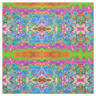 Sunflower fields forever, abstract blue flowers  fabric