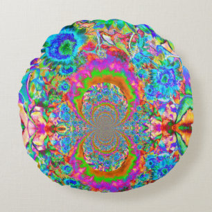 Sunflower fields forever - blue round pillow