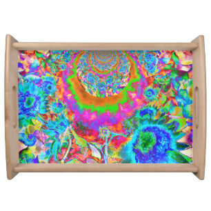 Sunflower fields forever - blue serving tray