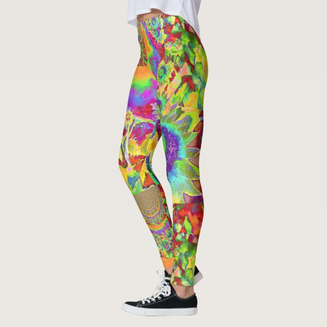 sunflower fields forever - green leggings (Left)