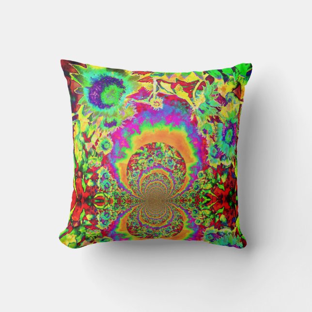 Sunflower fields forever-green throw pillow (Front)