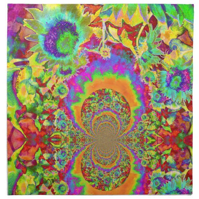 Sunflower Fields Forever - orange Cloth Napkin (Front)