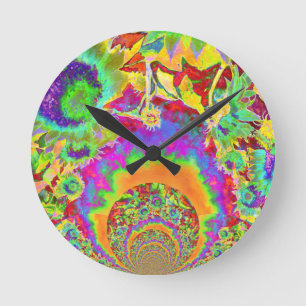 Sunflower Fields Forever - orange Round Clock