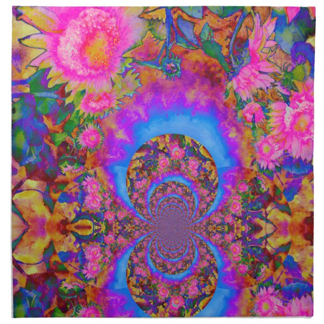 Sunflower Fields Forever - pink Cloth Napkin (Front)