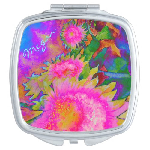 Sunflower fields forever _ pink _monogram makeup mirror