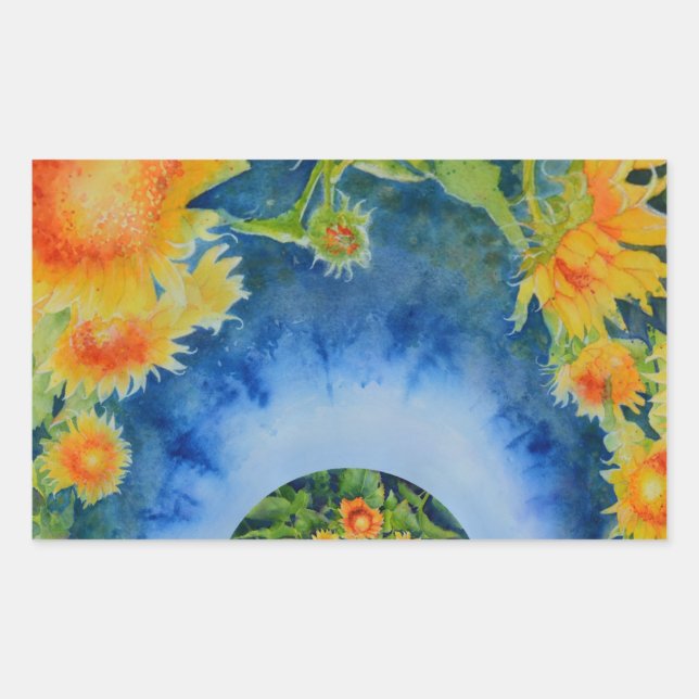 Sunflower Fields Forever Rectangular Sticker (Front)