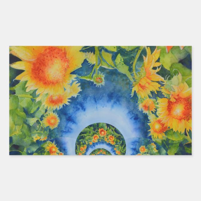 Sunflower Fields Forever Rectangular Sticker (Front)