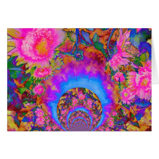 Sunflower fields forever, retro  pink sunflowers  cards (Front Horizontal)