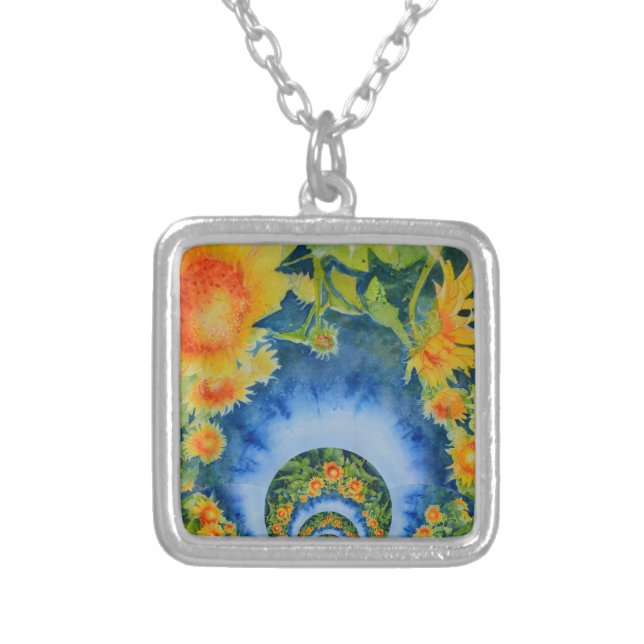 Sunflower Fields Forever Silver Plated Necklace (Front)
