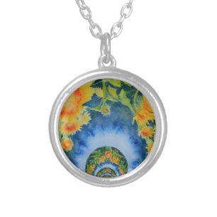 Sunflower Fields Forever Silver Plated Necklace