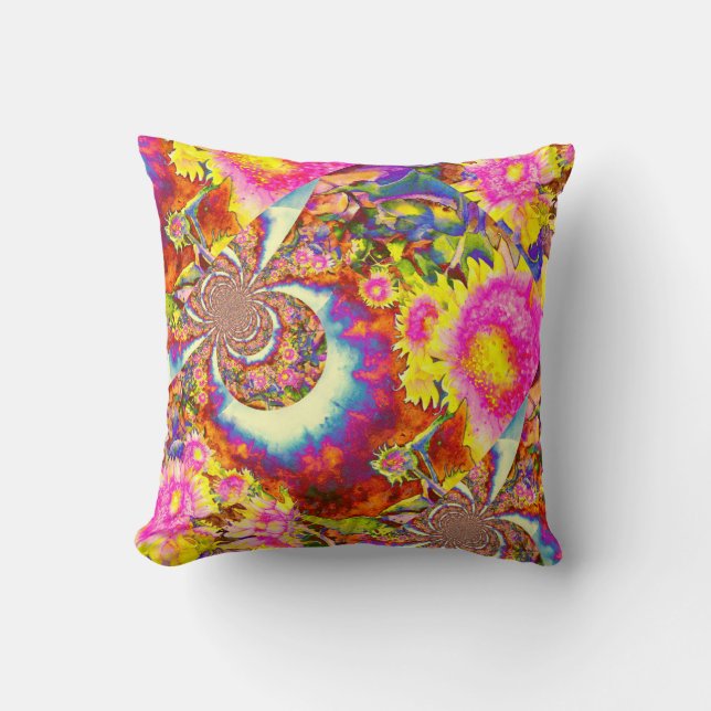 Sunflower  Fields forever Throw Pillow (Front)