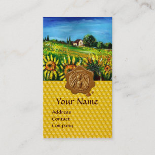 SUNFLOWER FIELDS ,HONEY BEE WAX SEAL ,BEEKEEPER BUSINESS CARD