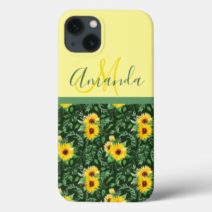 Sunflower Fields Monogrammed iPhone 13 Case