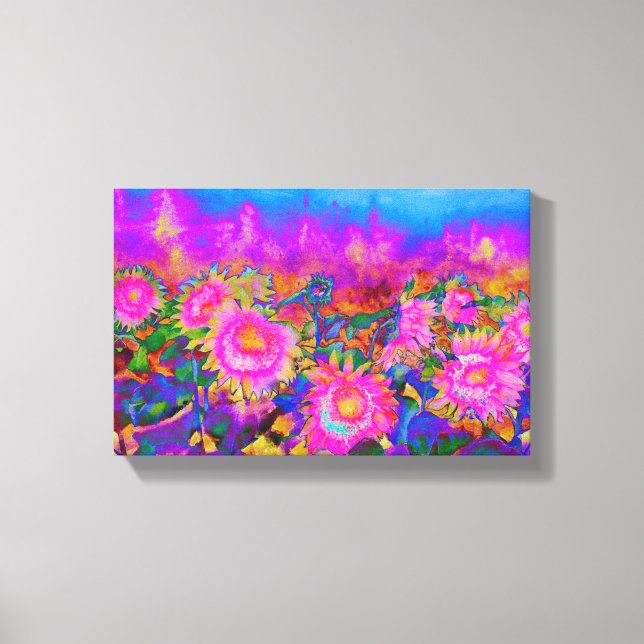 Sunflower Fields - pink Canvas Print (Front)