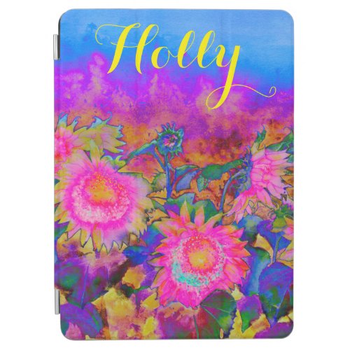 Sunflower fields _ pink _monogram iPad air cover