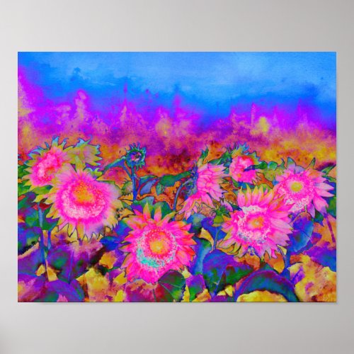 Sunflower Fields _ pink Poster