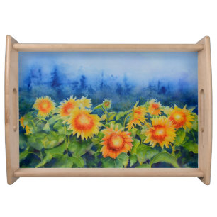 Sunflower fields serving tray