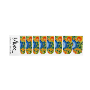 Sunflower fields watercolor painting minx nail art