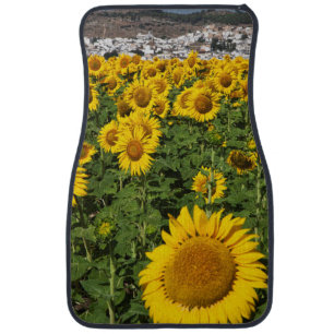 Sunflower fields, white hill town of Bornos Car Mat