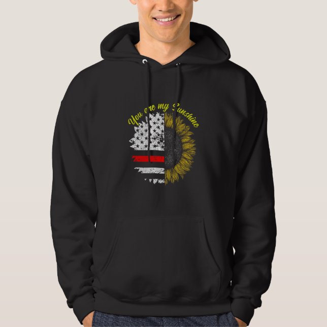 Sunflower Fireman American Sunshine Red Line Hero Hoodie (Front)