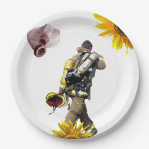 Sunflower Fireman Paper Plates