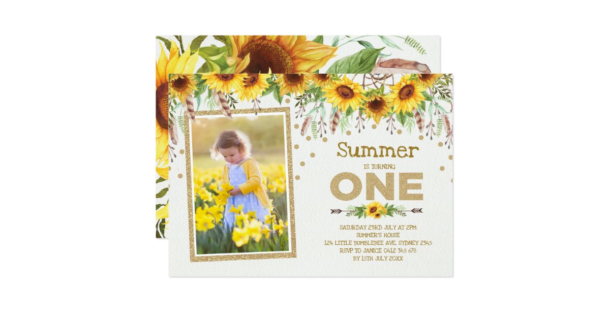 Sunflower First 1st Birthday Yellow Summer Floral