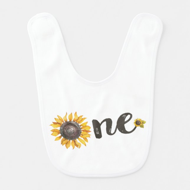 Sunflower First Birthday Bib (Front)