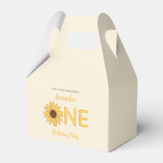 Sunflower First Birthday Favor Boxes (Front Side)
