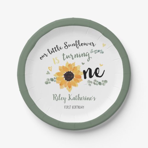 Sunflower First Birthday Floral Paper Plates