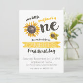Sunflower First Birthday Invitation (Standing Front)