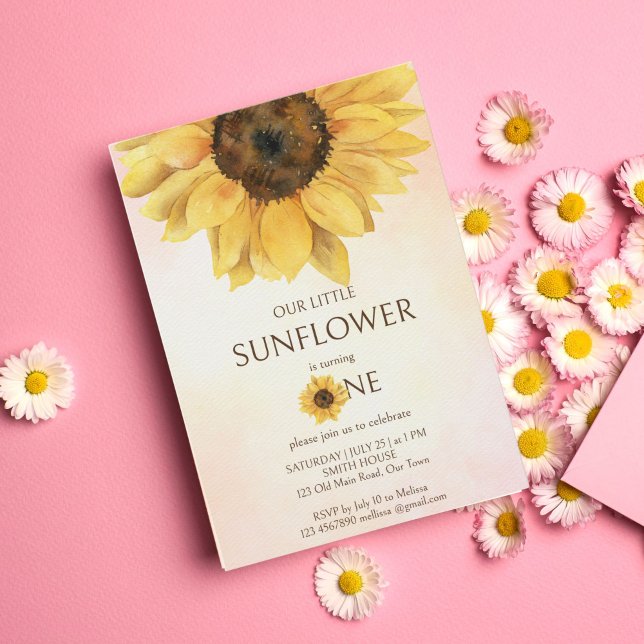 Sunflower first birthday little sunshine template (Creator Uploaded)