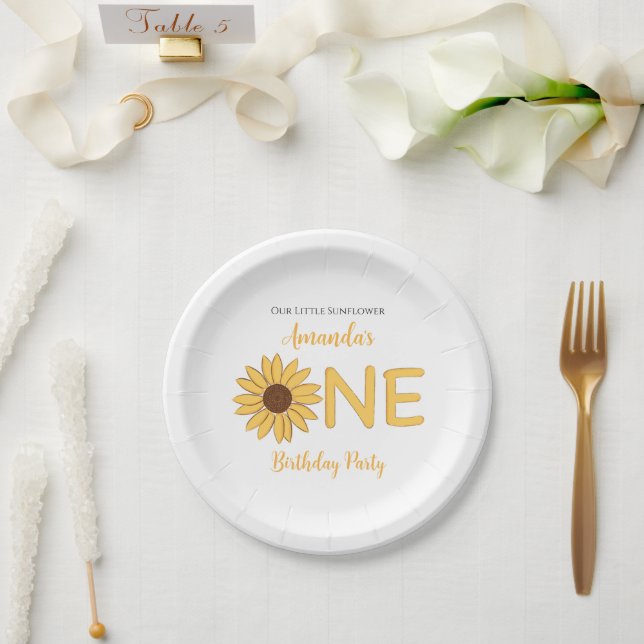 Sunflower First Birthday Paper Plates (Wedding)