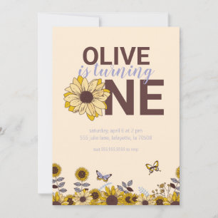 Sunflower First Birthday Party Invitation