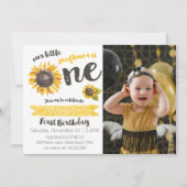 Sunflower First Birthday Photo Invitation (Front)