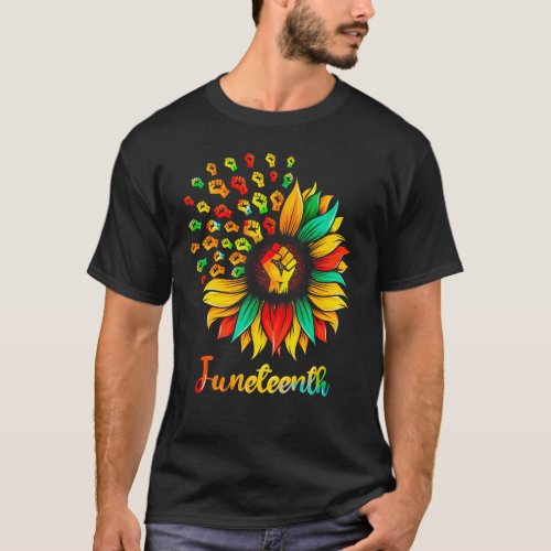 Sunflower Fist Juneteenth African American Pride T_Shirt