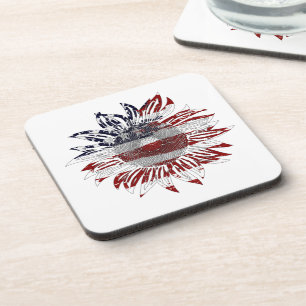 Sunflower flag  beverage coaster