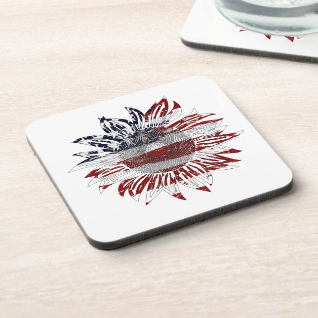 Sunflower flag  beverage coaster (Left Side)