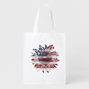 Sunflower flag  grocery bag