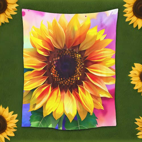 Sunflower Fleece Blanket for Vibrant Modern Home