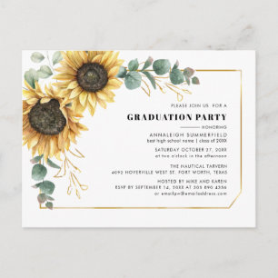 Sunflower Floral 2026 Graduation Party Invitation Postcard